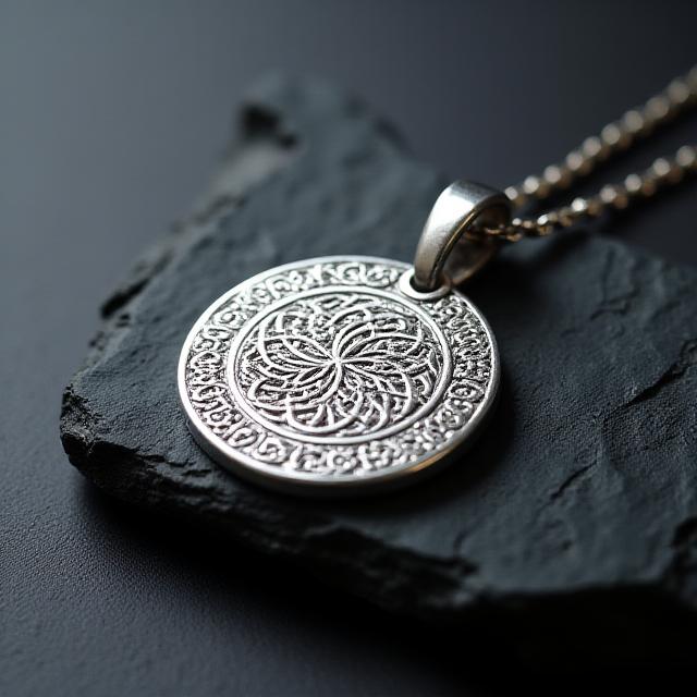 Handcrafted silver pendant with Celtic accents